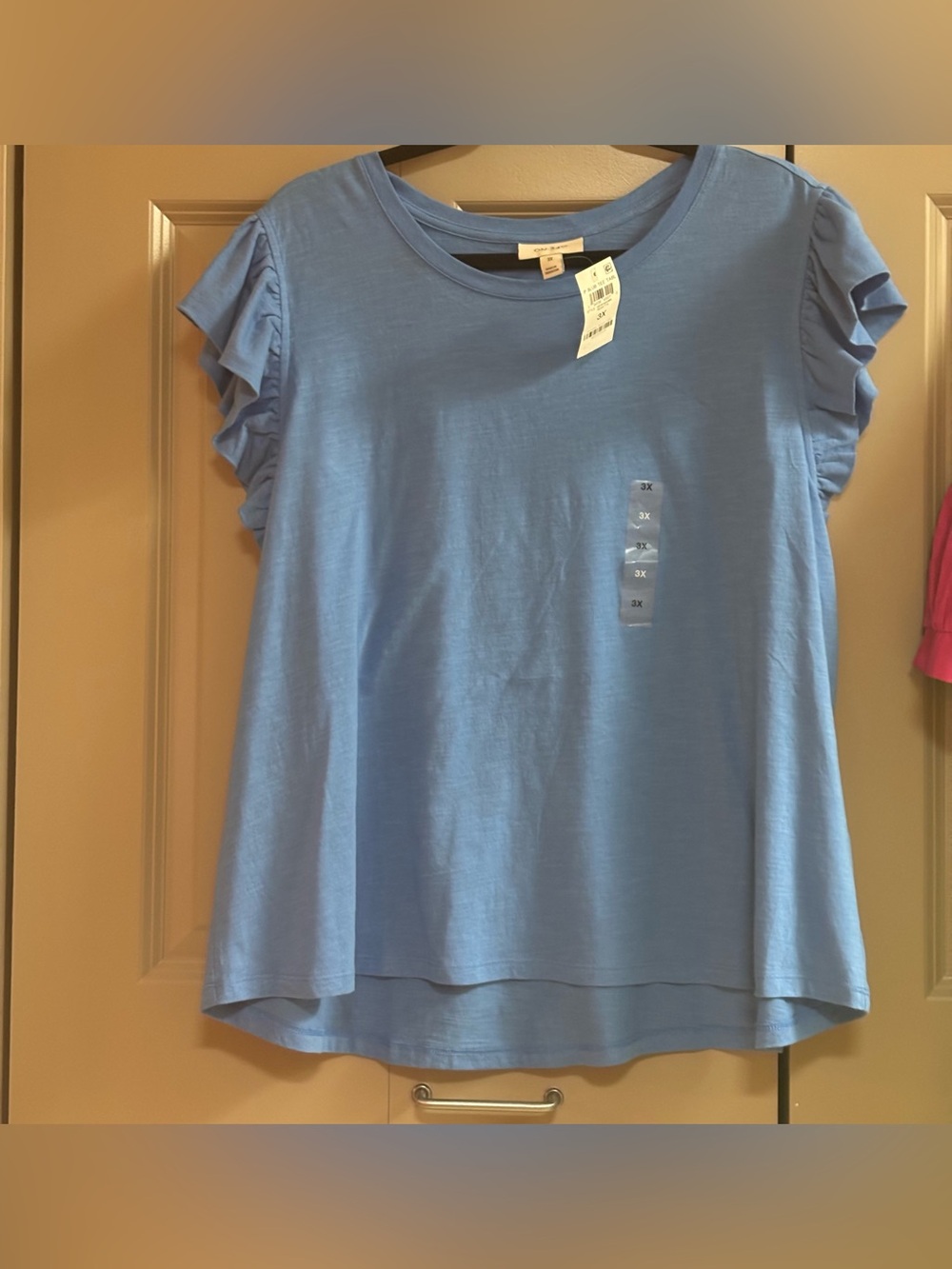 Women's Light Blue Ruffle Sleeve Tee
